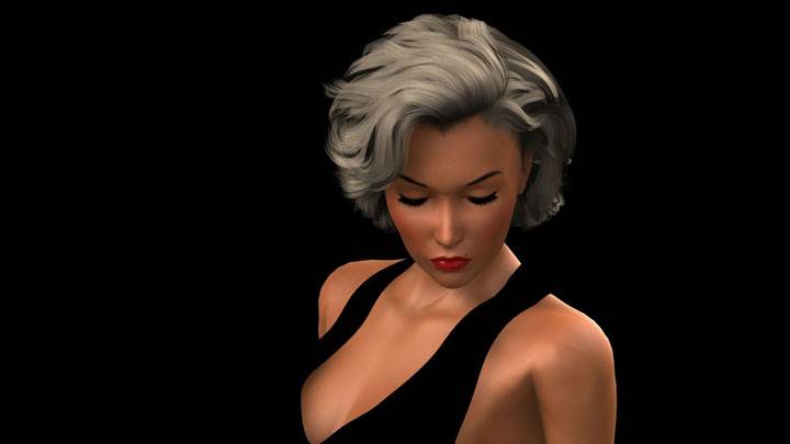 3d Girl In Red Lips And Eyes Closed With Black Background